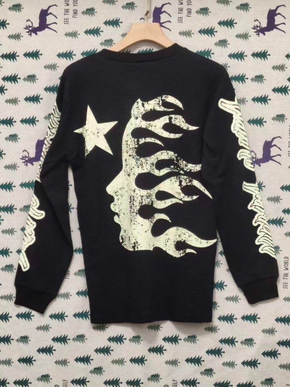Hellstar Waffle Knit Long Sleeve T-Shirt, Black